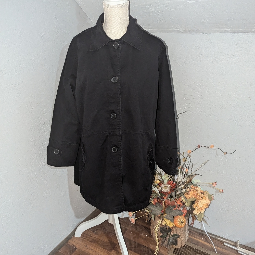 Billblass Jeans wear Black Cotton Trench coat Size 16w